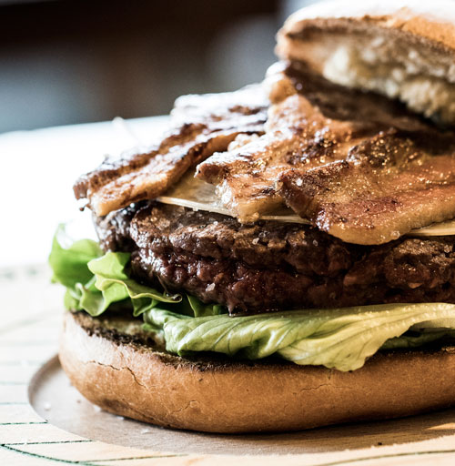 Rib steak burger with everything